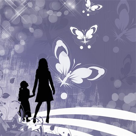 Abstract background with family and butterfly  silhouette Stock Photo - Budget Royalty-Free & Subscription, Code: 400-05299384