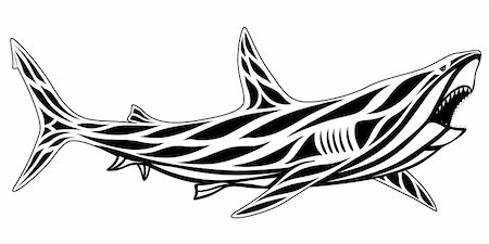 fish and creatures of the pacific ocean - Shark in the form of a tattoo Stock Photo - Budget Royalty-Free & Subscription, Code: 400-05299475