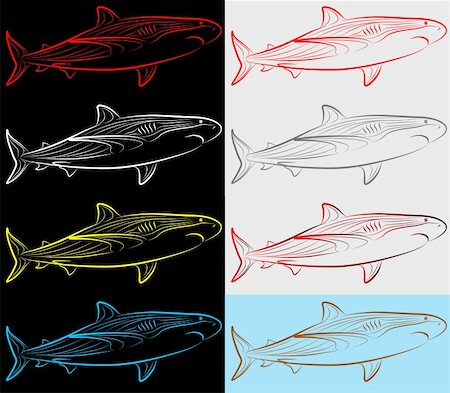 flankerd (artist) - Sharks, Set, Collection Stockbilder - Microstock & Abonnement, Bildnummer: 400-05299479