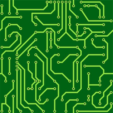 Abstract green background with conductor on computer circuit board. Vector illustration. Seamless pattern. Stock Photo - Budget Royalty-Free & Subscription, Code: 400-05299810