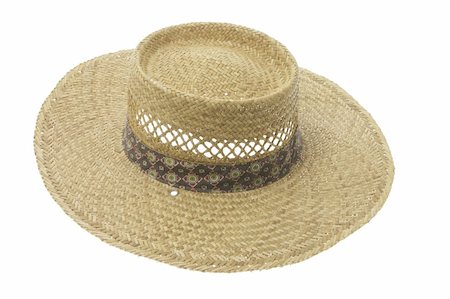 Straw Hat on Isolated White Background Stockbilder - Microstock & Abonnement, Bildnummer: 400-05290132