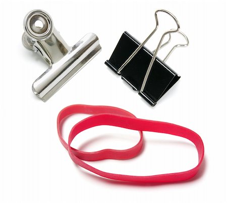 simsearch:400-05290222,k - Paper Clips and Rubber Band on White Background Photographie de stock - Aubaine LD & Abonnement, Code: 400-05290217