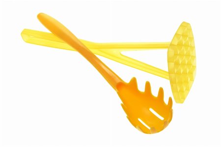 spaghetti server - Spaghetti Server and Potato Masher on White Background Stock Photo - Budget Royalty-Free & Subscription, Code: 400-05290469