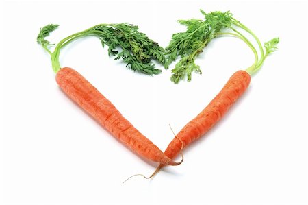 simsearch:400-05368196,k - Carrots in Heart Shape on White Background Foto de stock - Super Valor sin royalties y Suscripción, Código: 400-05290569