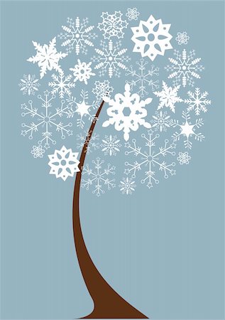 vector illustration of a snow tree with birds Stock Photo - Budget Royalty-Free & Subscription, Code: 400-05290860