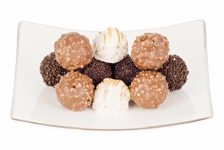 Various balls chocolate on the plate Stock Photo - Budget Royalty-Free & Subscription, Code: 400-05291016