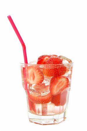 healthy drink with sliced strawberry fruit isolated on white Stock Photo - Budget Royalty-Free & Subscription, Code: 400-05291010