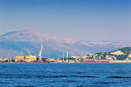 shipyard boat construction - Industrial center in the city of Trogir, Croatia Stock Photo - Budget Royalty-Free & Subscription, Code: 400-05291115