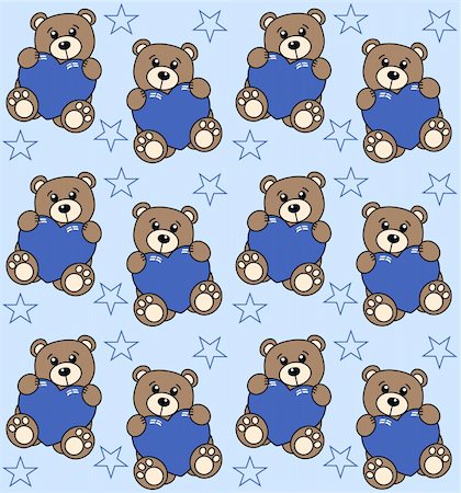 seamless cute bear pattern for boys Stock Photo - Budget Royalty-Free & Subscription, Code: 400-05291113