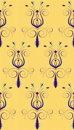 Vector Illustration of seamless background. Purple Yellow Abstract Flower Photographie de stock - Aubaine LD & Abonnement, Code: 400-05291169