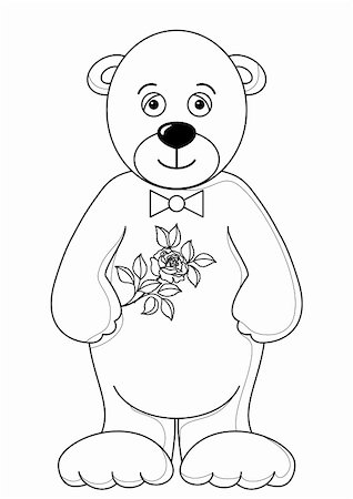simsearch:400-05297876,k - Teddy bear with flower, holiday toy, isolated, contours Foto de stock - Royalty-Free Super Valor e Assinatura, Número: 400-05291436