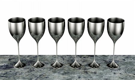 Six silver goblets on marble table on white Foto de stock - Royalty-Free Super Valor e Assinatura, Número: 400-05291660