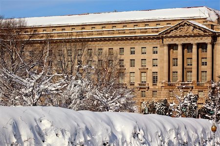 Justice Department After the Snow Constitution Avenue Washington DC Stock Photo - Budget Royalty-Free & Subscription, Code: 400-05291705