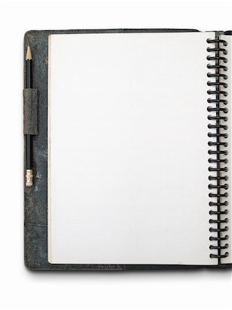 simsearch:400-04218910,k - One face white blank page sketch book and black pencil on white babkground Foto de stock - Super Valor sin royalties y Suscripción, Código: 400-05291747