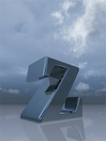 simsearch:400-06366464,k - metal uppercase letter z under dark cloudy sky - 3d illustration Photographie de stock - Aubaine LD & Abonnement, Code: 400-05292186