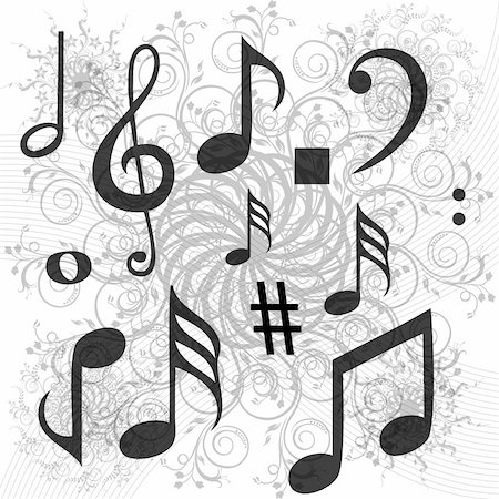 simsearch:400-04332168,k - illustration of music texts on floral background Photographie de stock - Aubaine LD & Abonnement, Code: 400-05292399