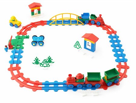 simsearch:400-04489755,k - The children's railway, trains and other toys on a white background Stock Photo - Budget Royalty-Free & Subscription, Code: 400-05292821