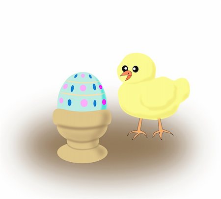simsearch:400-06692271,k - A chicken looking at a painted egg in an     egg cup. Stock Photo - Budget Royalty-Free & Subscription, Code: 400-05293062