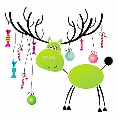 Christmas reindeer with gifts for you .Vector illustration Foto de stock - Super Valor sin royalties y Suscripción, Código: 400-05293080