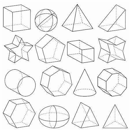 Illustration of geometric figures in three dimensions. Stock Photo - Budget Royalty-Free & Subscription, Code: 400-05293124