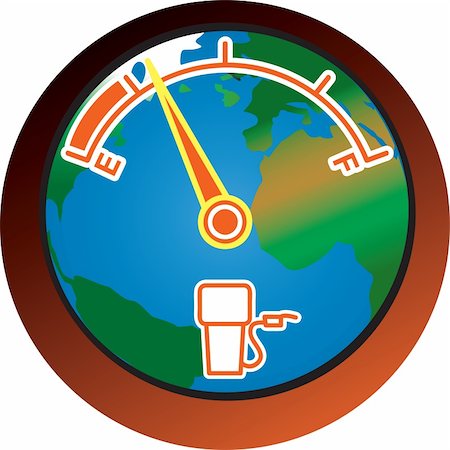 An earth shaped fuel gauge running low on gasoline. Stock Photo - Budget Royalty-Free & Subscription, Code: 400-05293239
