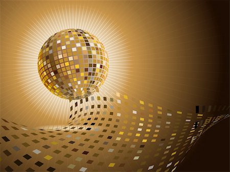 vector golden shiny disco ball with place for your text Photographie de stock - Aubaine LD & Abonnement, Code: 400-05293359