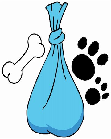 simsearch:400-04849381,k - An image of a cartoon paw print bone and poop bag. Foto de stock - Super Valor sin royalties y Suscripción, Código: 400-05293762