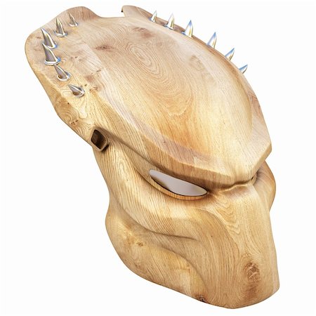 Wooden mask of a predator. isolated on white. Stock Photo - Budget Royalty-Free & Subscription, Code: 400-05293806