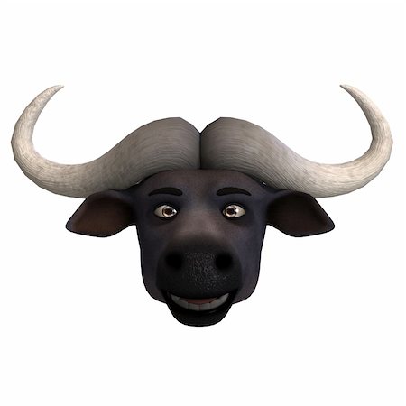 shocked face animal - very cute and funny cartoon buffalo. 3D rendering with clipping path and shadow over white Stock Photo - Budget Royalty-Free & Subscription, Code: 400-05304075