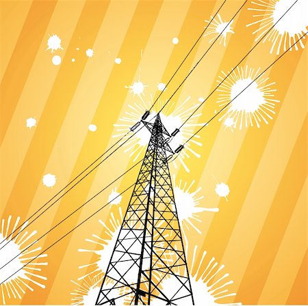 power grid vector - Electricity pylon in a splatter grunge view Stock Photo - Budget Royalty-Free & Subscription, Code: 400-05304361