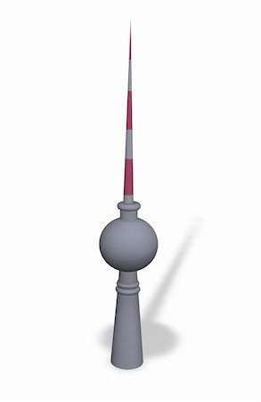 radio tower - berlin tv tower - 3d illustration Stock Photo - Budget Royalty-Free & Subscription, Code: 400-05304374