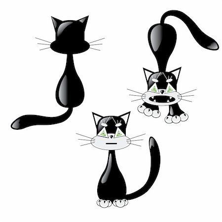 simsearch:400-05144395,k - Black cat set. Vector illustration on white background for design. Foto de stock - Super Valor sin royalties y Suscripción, Código: 400-05304445