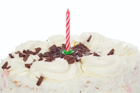 simsearch:400-04198170,k - the birthday white cake from one candle Fotografie stock - Microstock e Abbonamento, Codice: 400-05304824