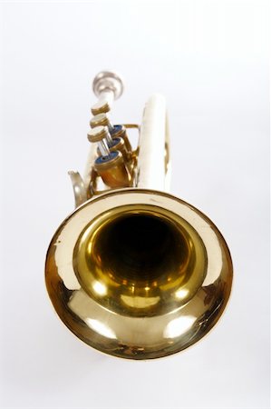 old trumpet photo on the white background Stock Photo - Budget Royalty-Free & Subscription, Code: 400-05304831