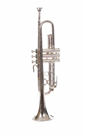 simsearch:400-06555098,k - silver trumpet photo on the white background Stock Photo - Budget Royalty-Free & Subscription, Code: 400-05304832