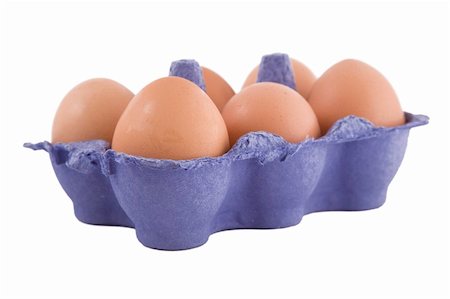 simsearch:400-04333980,k - brown hens eggs in blue egg carton, isolated on white background Foto de stock - Super Valor sin royalties y Suscripción, Código: 400-05304917