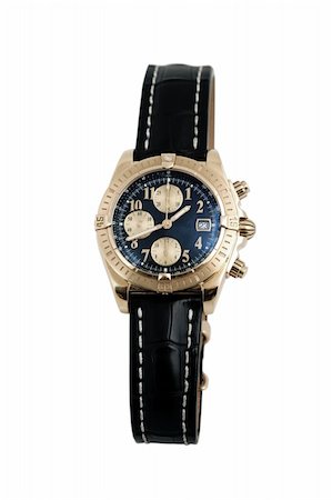 simsearch:614-06402951,k - front view of luxury watch, black leather and gold Stockbilder - Microstock & Abonnement, Bildnummer: 400-05304961