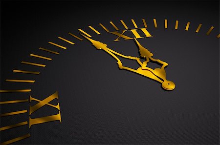 Black clock with golden hands 3d render Stock Photo - Budget Royalty-Free & Subscription, Code: 400-05305457