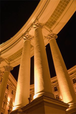 Columns of a building. A night photo, light from street lanterns Stock Photo - Budget Royalty-Free & Subscription, Code: 400-05305505