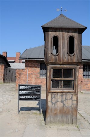 Wooden booth for SS man in concentration camp Auschwitz, Oswiecim, Poland. Stock Photo - Budget Royalty-Free & Subscription, Code: 400-05305597