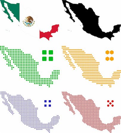 shape map americas - layered vector pixel map of Mexico. Stock Photo - Budget Royalty-Free & Subscription, Code: 400-05305728