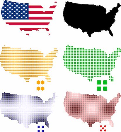 shape map americas - Layered vector pixel map of USA. Stock Photo - Budget Royalty-Free & Subscription, Code: 400-05305729