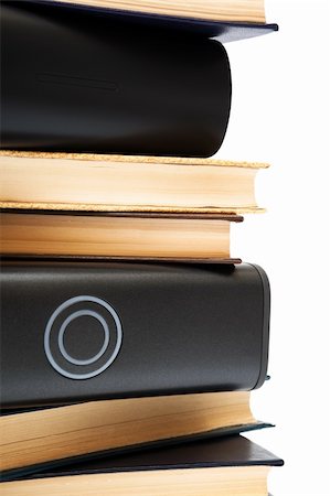 hard drives, and old books on white background Stock Photo - Budget Royalty-Free & Subscription, Code: 400-05305817