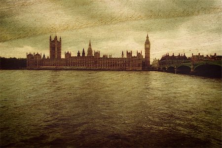 rückblick - Grunge vintage background with Houses of Parliament, UK Stockbilder - Microstock & Abonnement, Bildnummer: 400-05305923
