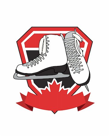 Crest with banner, maple leaf, and ice skates. Stock Photo - Budget Royalty-Free & Subscription, Code: 400-05306178