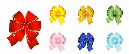 ruslan5838 (artist) - Illustration of varicoloured bows for the decoration of gifts on a white background Stock Photo - Budget Royalty-Free & Subscription, Code: 400-05306275