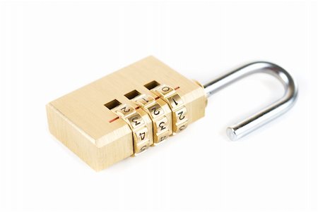 simsearch:400-04238099,k - Close-up combination padlock isolated on white background Stock Photo - Budget Royalty-Free & Subscription, Code: 400-05306382