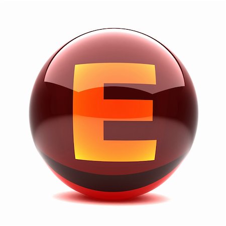 3d glossy sphere with orange letter - E Foto de stock - Super Valor sin royalties y Suscripción, Código: 400-05306391