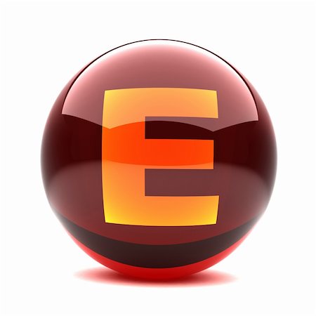 3d glossy sphere with orange letter - E Photographie de stock - Aubaine LD & Abonnement, Code: 400-05306391