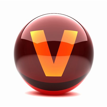 simsearch:400-05306669,k - 3d glossy sphere with orange letter - V Photographie de stock - Aubaine LD & Abonnement, Code: 400-05306418